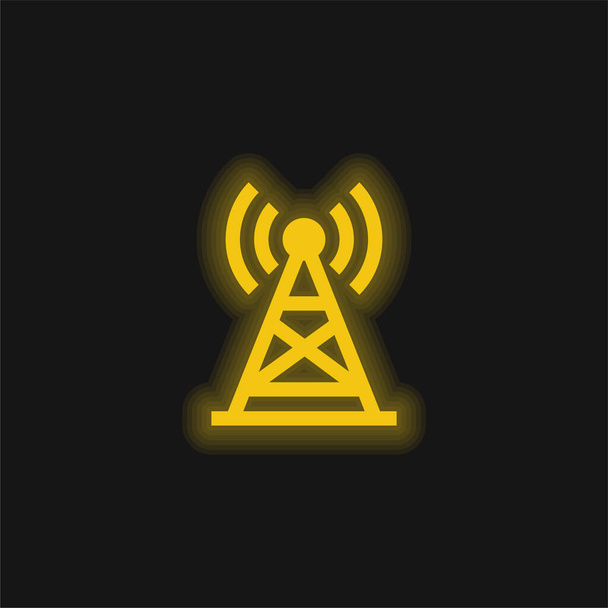 Antenna sárga izzó neon ikon - Vektor, kép