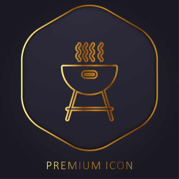 Logo o icono premium de la línea dorada de barbacoa - Vector, Imagen