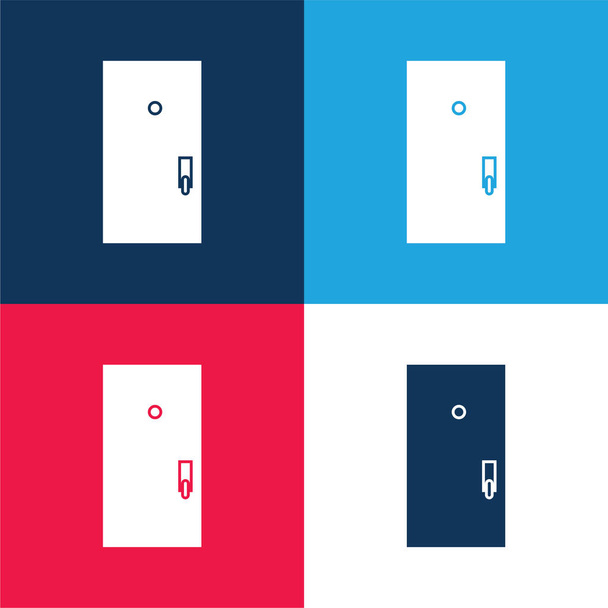 Puerta negra azul y rojo conjunto de iconos mínimo de cuatro colores - Vector, Imagen