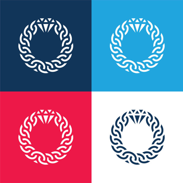 Bracelet bleu et rouge quatre couleurs ensemble icône minimale - Vecteur, image