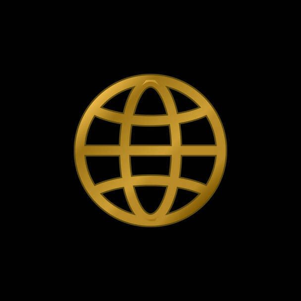 Big Globe gold plated metalic icon or logo vector - Vector, Image