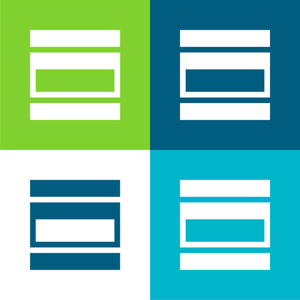 Acordeón Menú Plano de cuatro colores mínimo icono conjunto - Vector, imagen