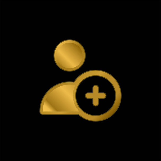 Añadir usuario chapado en oro icono metálico o logo vector - Vector, imagen