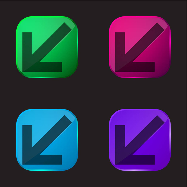 Flechas icono de botón de cristal de cuatro colores - Vector, imagen