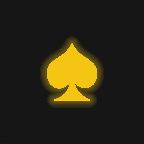 Ace Of Spades yellow glowing neon icon - Vector, Image