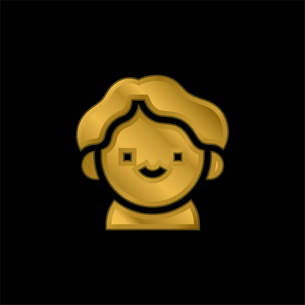 Niño chapado en oro icono metálico o logo vector - Vector, imagen