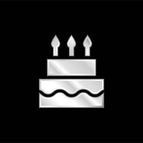 Születésnap Torta ezüst lemezelt fém ikon - Vektor, kép