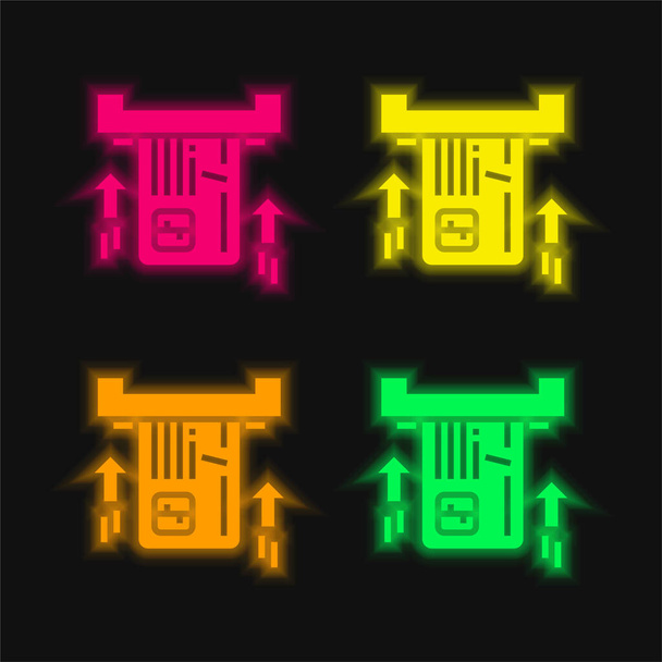 ATM vier kleuren gloeiende neon vector icoon - Vector, afbeelding