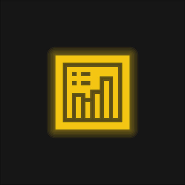 Gráfico de barras amarillo brillante icono de neón - Vector, Imagen