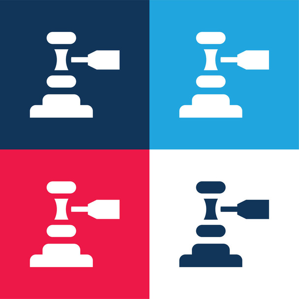 Subasta azul y rojo de cuatro colores mínimo icono conjunto - Vector, Imagen