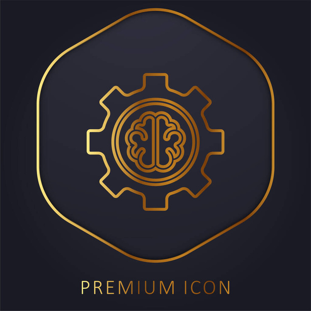 Artificial Intelligence golden line premium logo or icon - Vector, Image
