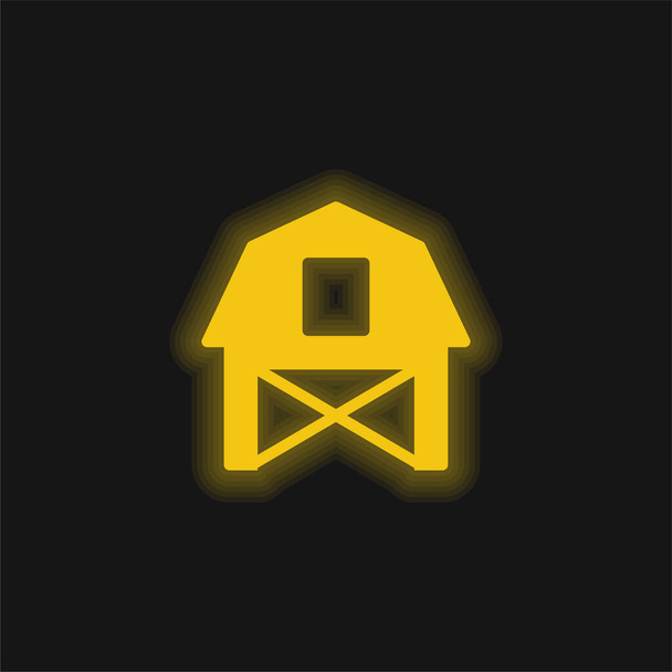 Celeiro amarelo brilhante ícone de néon - Vetor, Imagem
