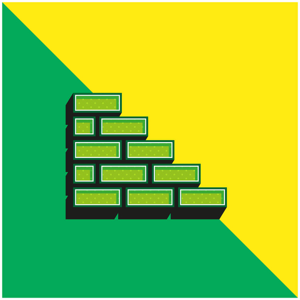 Brickwall Vihreä ja keltainen moderni 3d vektori kuvake logo - Vektori, kuva