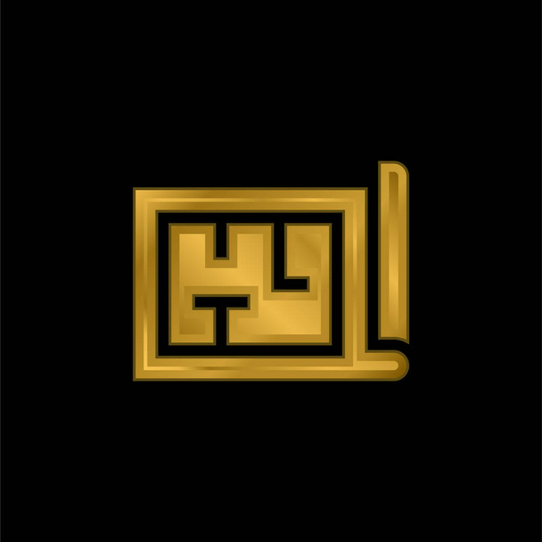 Arquitectura chapado en oro icono metálico o logo vector - Vector, imagen