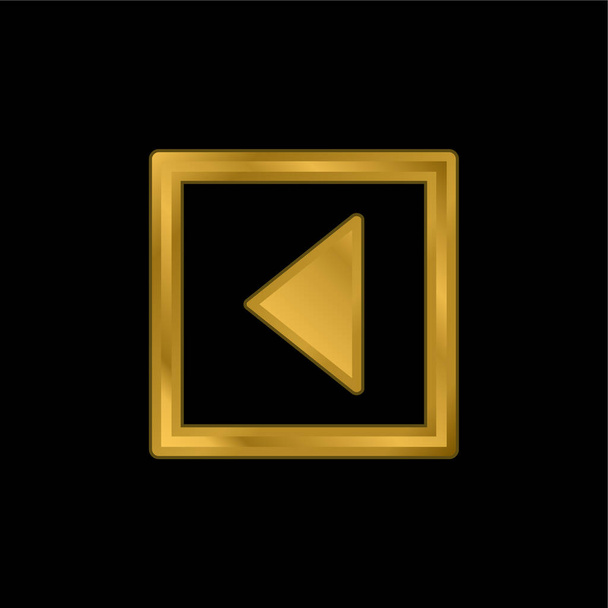 Πίσω Τριγωνικό βέλος τετράγωνο κουμπί Περίγραμμα επίχρυσο μεταλλικό εικονίδιο ή το λογότυπο διάνυσμα - Διάνυσμα, εικόνα