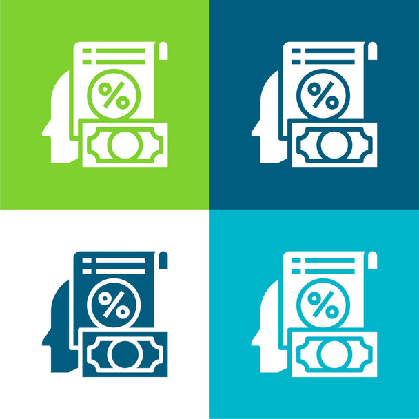 Accounting Flat four color minimal icon set - Vector, Image