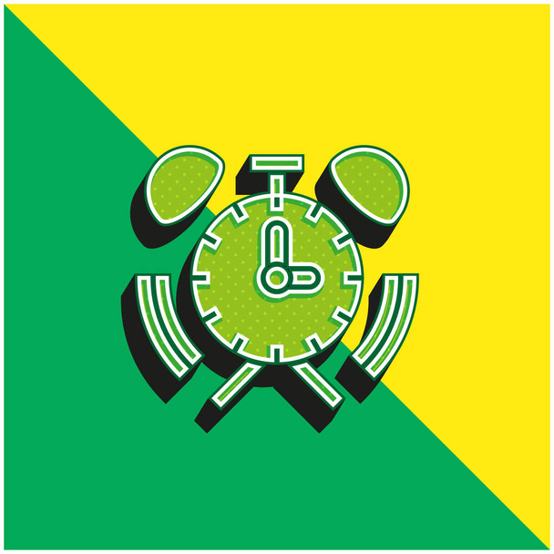 Budzik Zielony i żółty nowoczesny ikona wektora 3D logo - Wektor, obraz