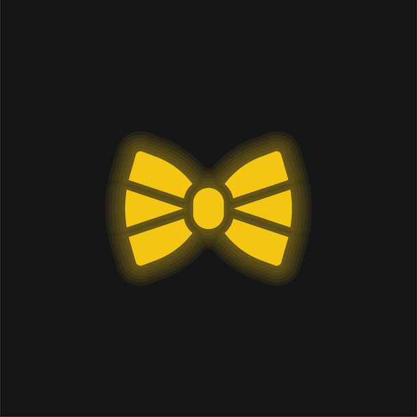 Cravatta di arco giallo icona al neon incandescente - Vettoriali, immagini
