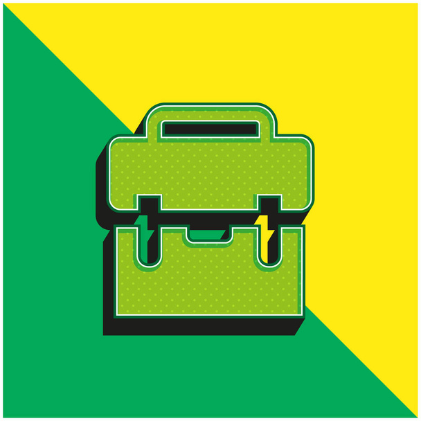 Black Suitcase Green and yellow modern 3d vector icon logo - Vector, Image