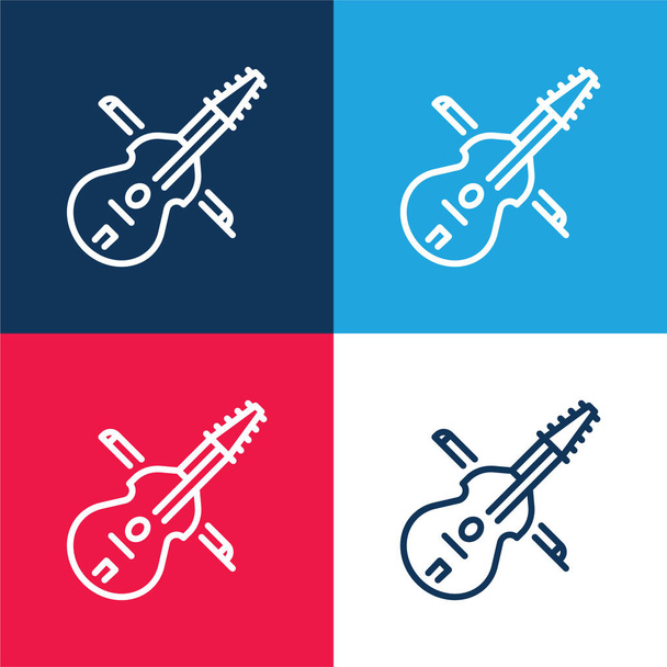 Barytone azul e vermelho conjunto de ícones mínimos de quatro cores - Vetor, Imagem