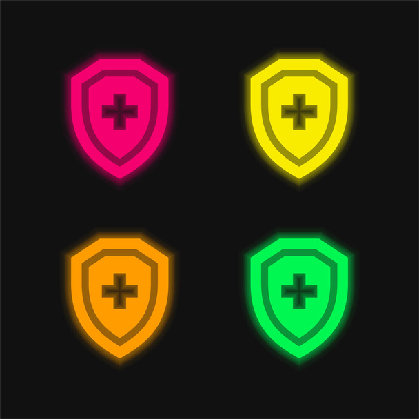 アンチウイルス4色輝くネオンベクトルアイコン - ベクター画像