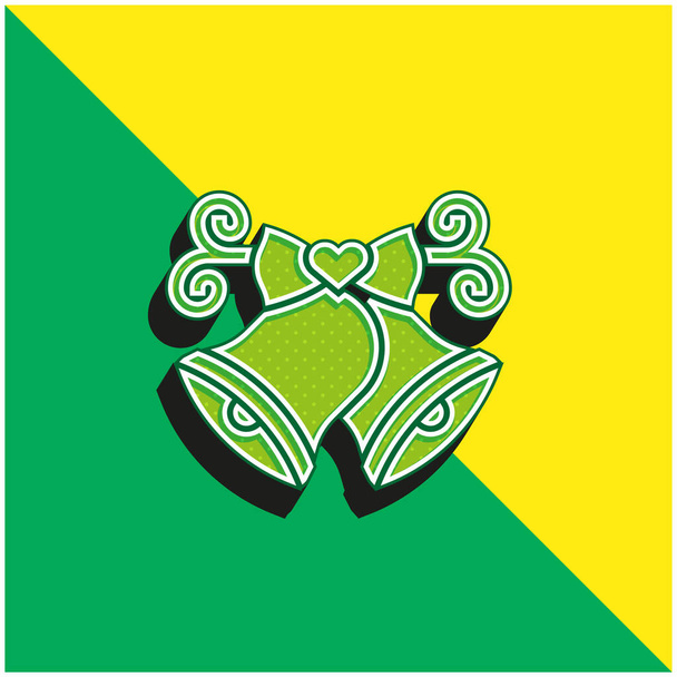 Sinos Verde e amarelo moderno logotipo vetor 3d ícone - Vetor, Imagem