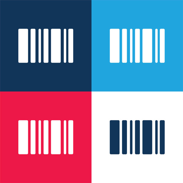 Čárový kód modrá a červená čtyři barvy minimální ikona nastavena - Vektor, obrázek