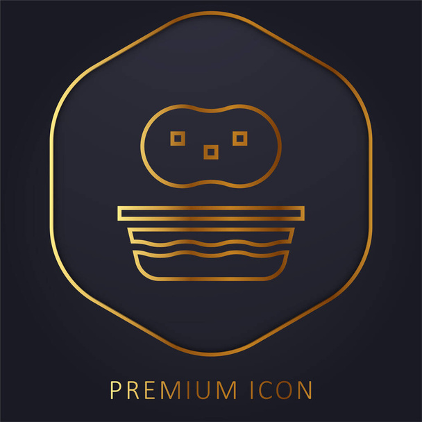 Bath golden line premium logo or icon - Vector, Image