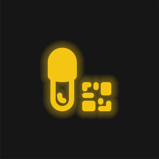 Barkod sarı parlayan neon simgesi - Vektör, Görsel