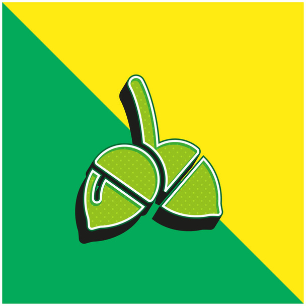Acorn Πράσινο και κίτρινο σύγχρονο 3d διάνυσμα εικονίδιο λογότυπο - Διάνυσμα, εικόνα