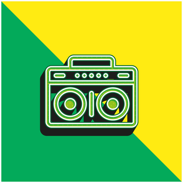 Boombox Zielone i żółte nowoczesne logo wektora 3D - Wektor, obraz