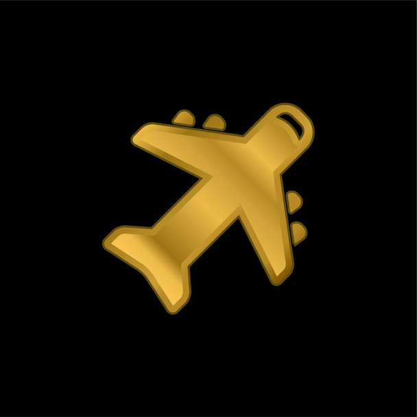 Αεροπλάνο επίχρυσο μεταλλικό εικονίδιο ή το λογότυπο διάνυσμα - Διάνυσμα, εικόνα