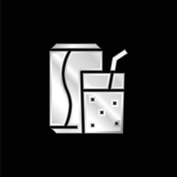Beverage silver plated metallic icon - Vector, Image
