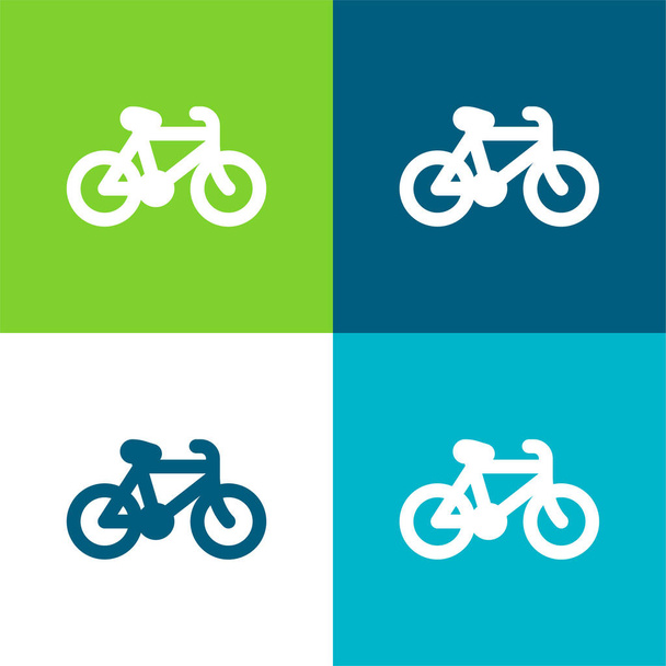 Велосипед Плоский четырехцветный минимальный набор значков - Вектор,изображение