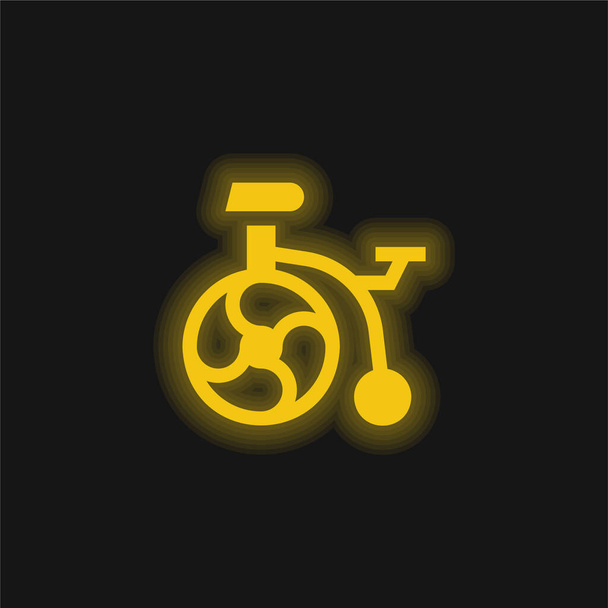 Vélo jaune brillant icône néon - Vecteur, image