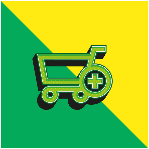 Añadir al carro de la compra Botón de comercio electrónico verde y amarillo moderno icono de vector 3d logo - Vector, imagen