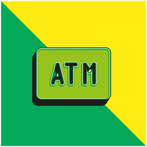 Geldautomat Grünes und gelbes modernes 3D-Vektor-Symbol-Logo - Vektor, Bild