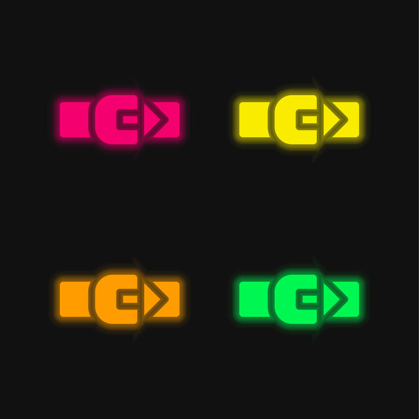 Parlayan dört renk neon vektör simgesi - Vektör, Görsel