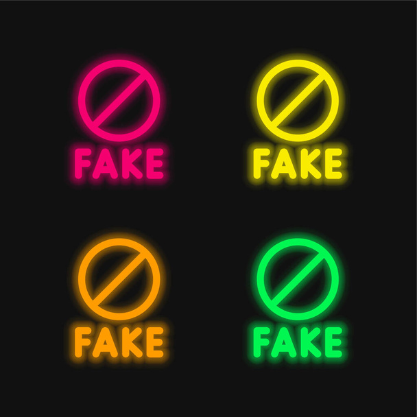 Interdit quatre couleur brillant icône vectorielle néon - Vecteur, image