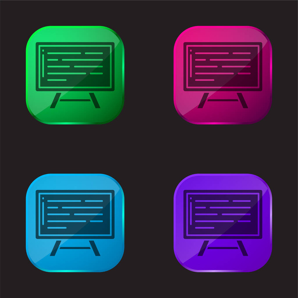 Board four color glass button icon - Vector, Image