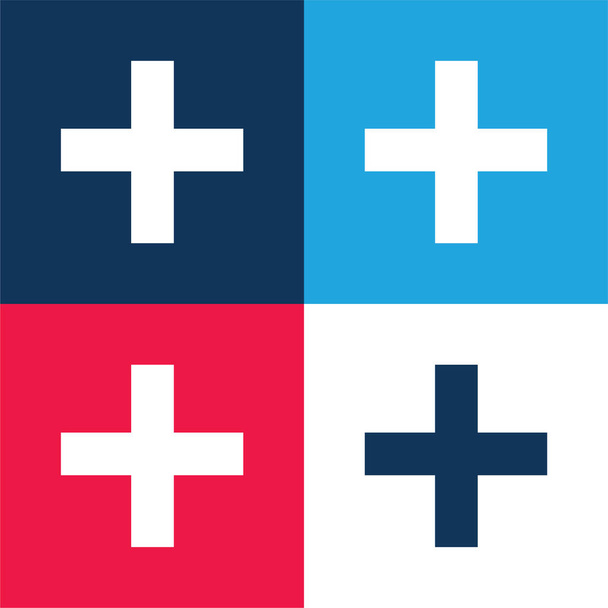 Hozzáadás Operation kék és piros négy szín minimális ikon készlet - Vektor, kép