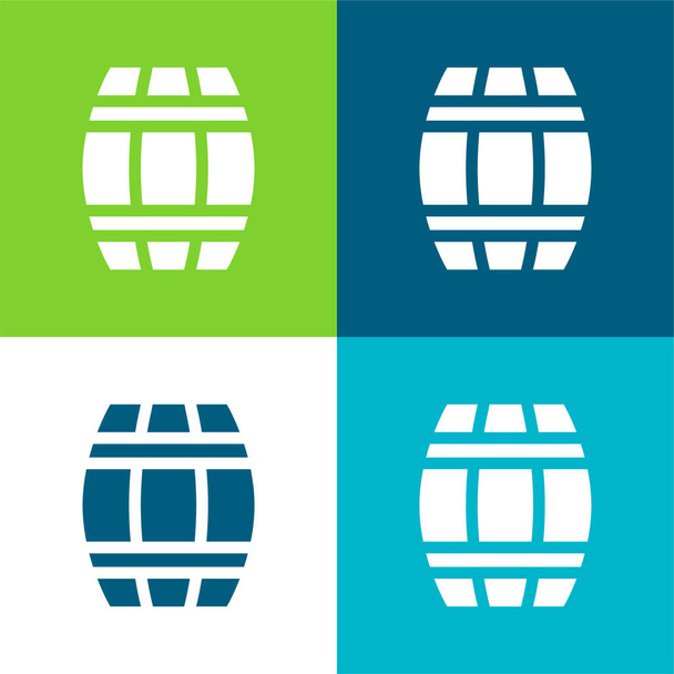 Barrel Flat quatre couleurs minimum jeu d'icônes - Vecteur, image