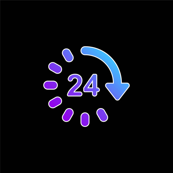 24時間青グラデーションベクトルアイコン - ベクター画像