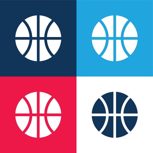Basketball bleu et rouge ensemble d'icônes minimes quatre couleurs - Vecteur, image