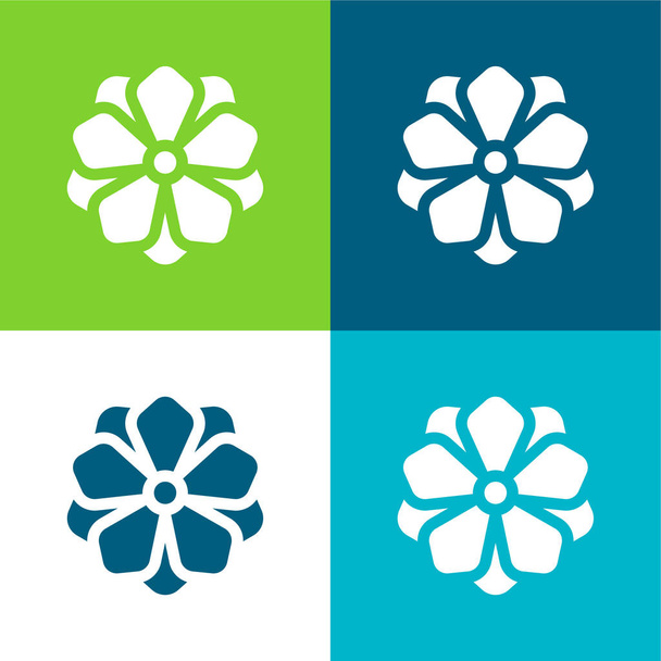 Anemone Flat négy szín minimális ikon készlet - Vektor, kép