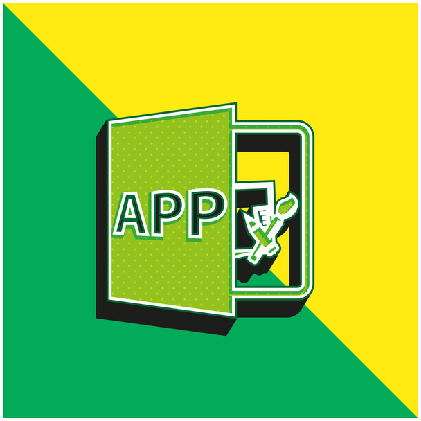 App File Format Símbolo Verde e amarelo moderno logotipo do ícone do vetor 3d - Vetor, Imagem
