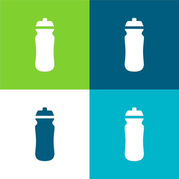 Μπουκάλι του νερού Επίπεδη τέσσερις χρώμα ελάχιστο σύνολο εικονιδίων - Διάνυσμα, εικόνα
