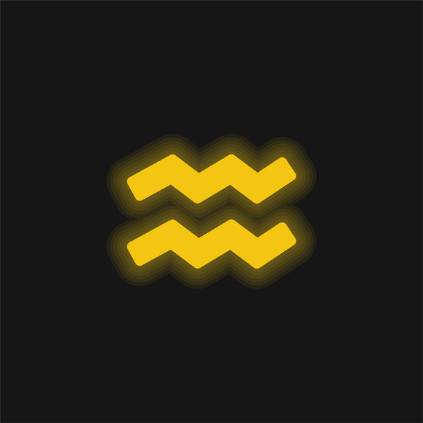 Acuario amarillo brillante icono de neón - Vector, Imagen