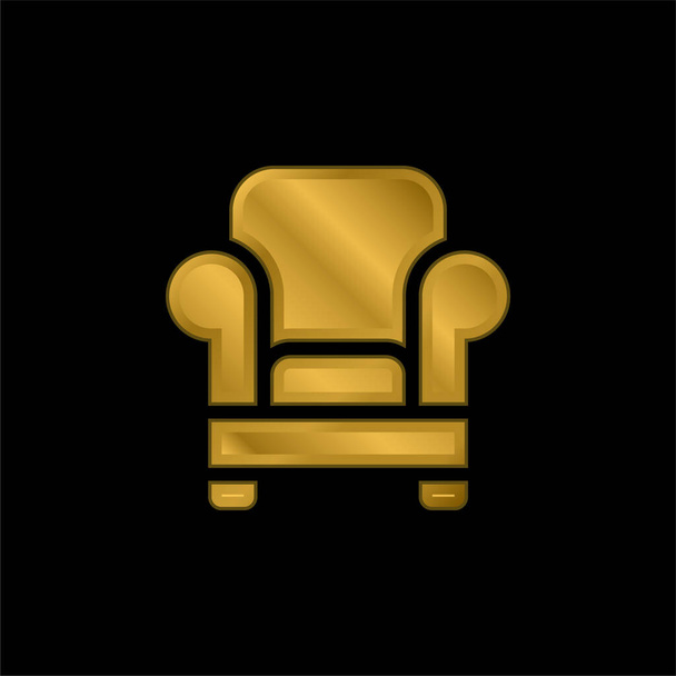 Sillón chapado en oro icono metálico o logo vector - Vector, Imagen