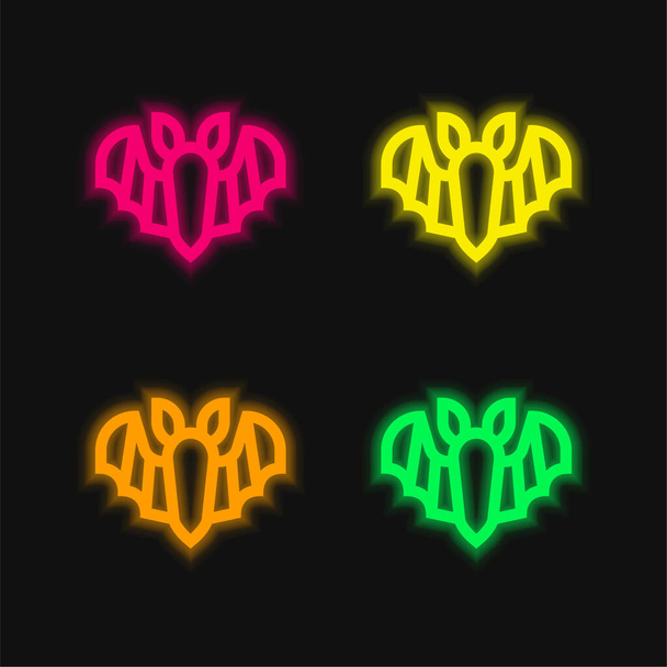 Bat quattro colori incandescente icona al neon vettore - Vettoriali, immagini